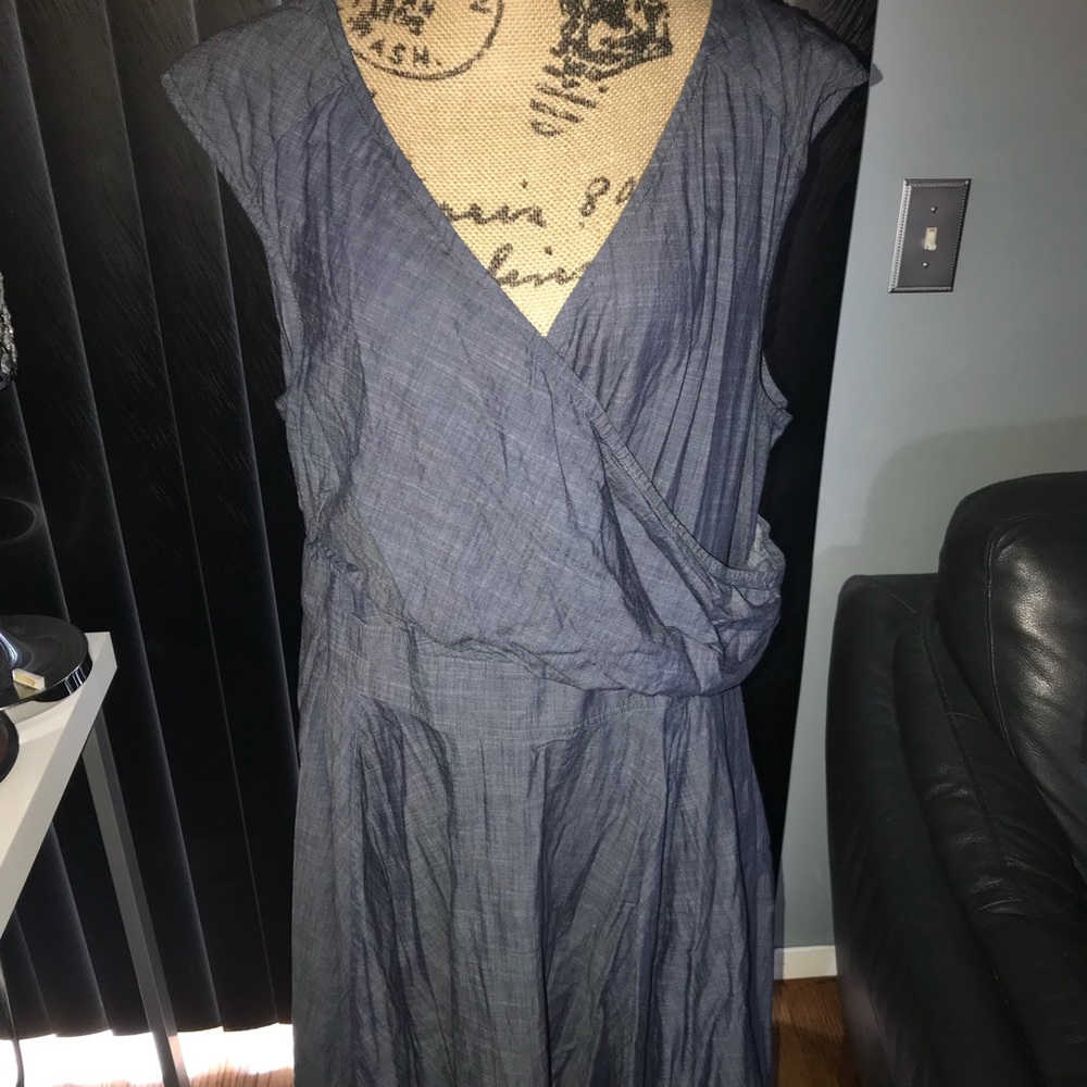 EShakti denim faux wrap dress 22W/2X